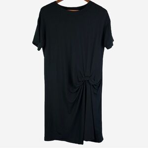 Garnet Hill T-Shirt Shift Dress M Gathered Short Sleeve Tencel Stretch
